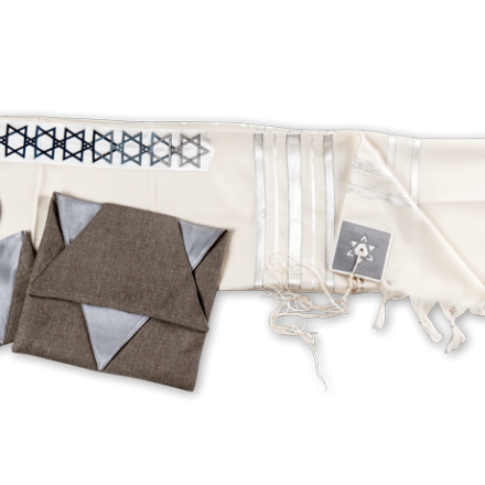 Talit con estrella de David en blanco