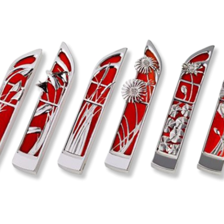 Set de mezuzot con flores acuaticas