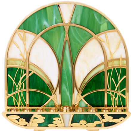 Janukia con vitral bañada en oro